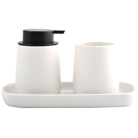 MAONIE Juego de 3 accesorios de baño de cerámica blanca mate MSV