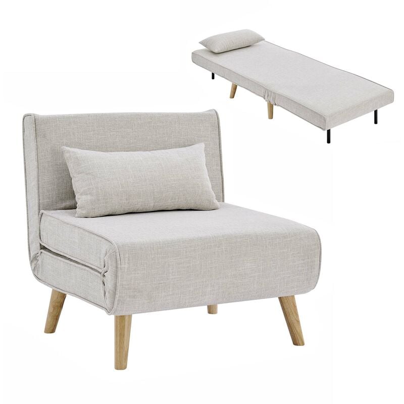 Maora - Fauteuil convertible en tissu beige