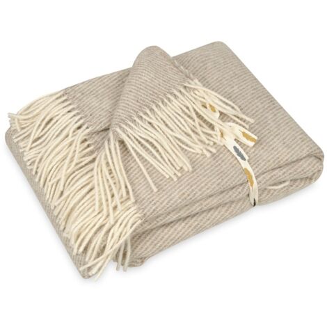 MAORI coperta in lana con frange, tg. 140x200 cm MATEX beige