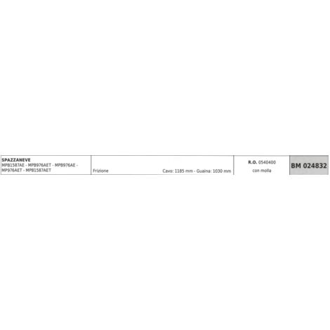 MAORI Schneepflug-Kupplungskabel MPB1587AE MPB976AET Kabel 1185 mm Ummantelung 1030 mm