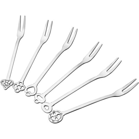 MaoXin Tek Fourchette à Fruits en Acier Inoxydable Fourchettes à Gâteaux avec Boite, 6 Pièces Petites Couverts pour Dessert Dégustation pour Fête Maison Restaurant