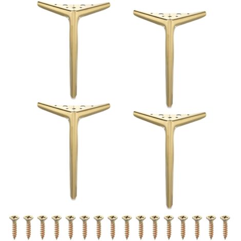 map Lot de 4 pieds de meubles triangulaires en métal de 25,4 cm pour canapé, commode, lit, armoire, canapé (doré brossé)