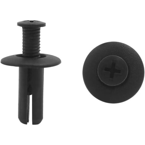 Mapa de abastecimiento: 20 remaches de plástico negro de 8 mm x 20 mm x 20 mm para guardabarros de coche.