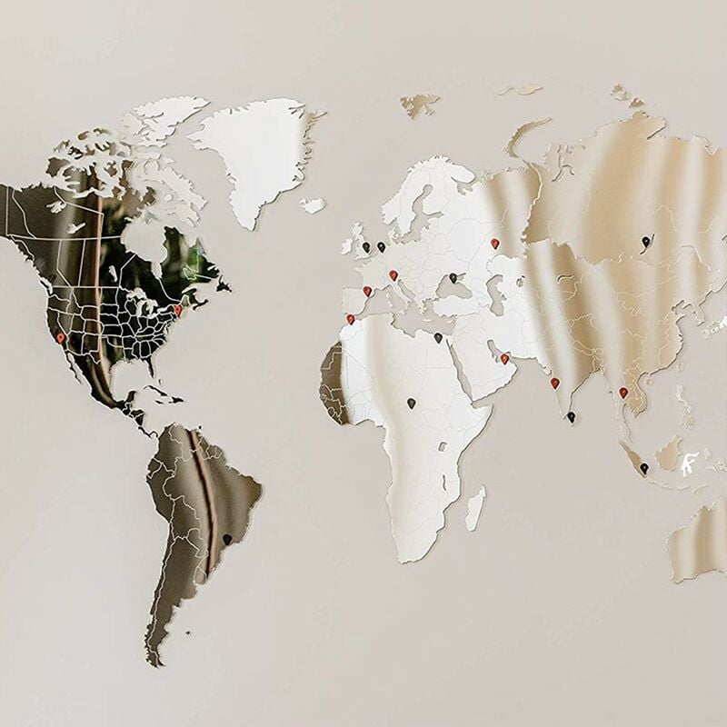 

Worldmap - Mapa Del Mundo Mural por Pared 130x80cm Espejo