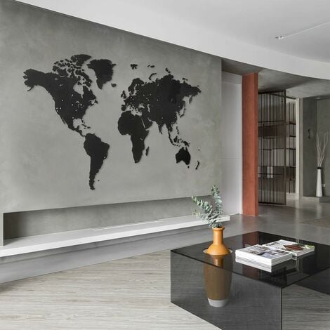 WORLDMAP Mapa Del Mundo Mural por Pared 280x170cm Negro