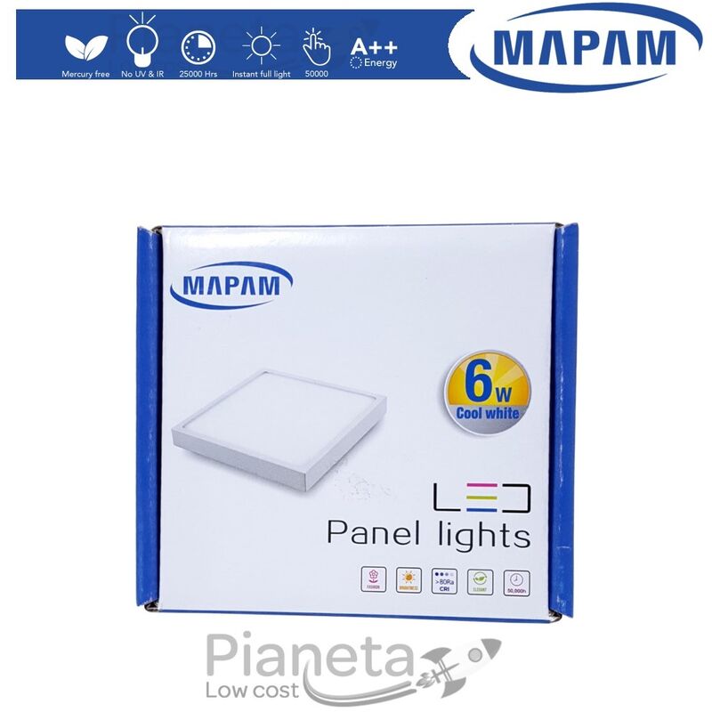 Image of Mapam - Plafoniera led 6/12/18w quadrato faretto da soffitto pannello a parete luce bianco naturale caldo Luce Calda - 6