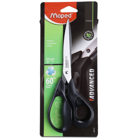 Maped Forbici Advanced Green 21 cm Asimmetriche Nero - Cancelleria