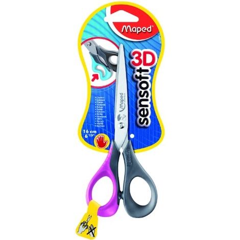 MAPED SENSOFT BLISTER CISEAUX 16 CM POUR GAUCHER ANNEAUX FLEXIBLES COMPLÈTEMENT SOUPLE 696510