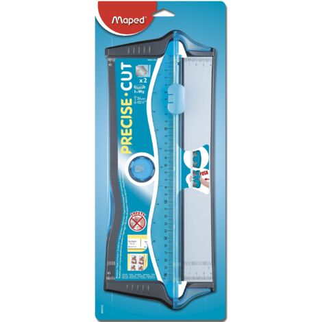 Maped - Taglierina per carta A4 con taglio preciso - Con sistema di sicurezza a lama retrattile automatica - Capacità di taglio di 5 fogli - Per tagliare carta, foto, scrapbooking - 2 lame incluse
