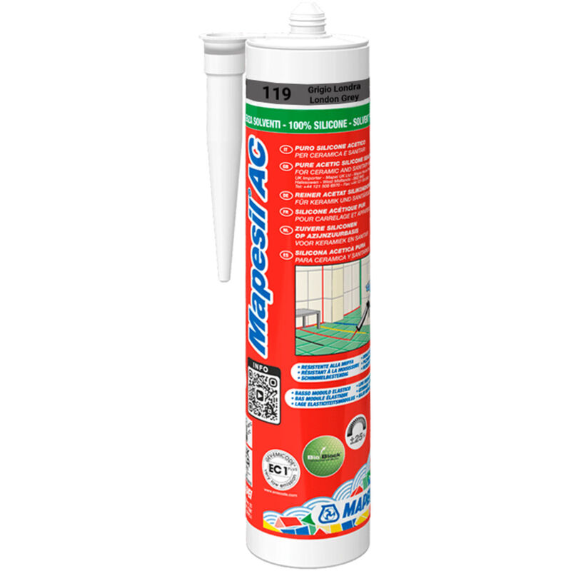 Mapei Mapesil AC 119 London Grey 310ml Solvent Free Silicone Sealant