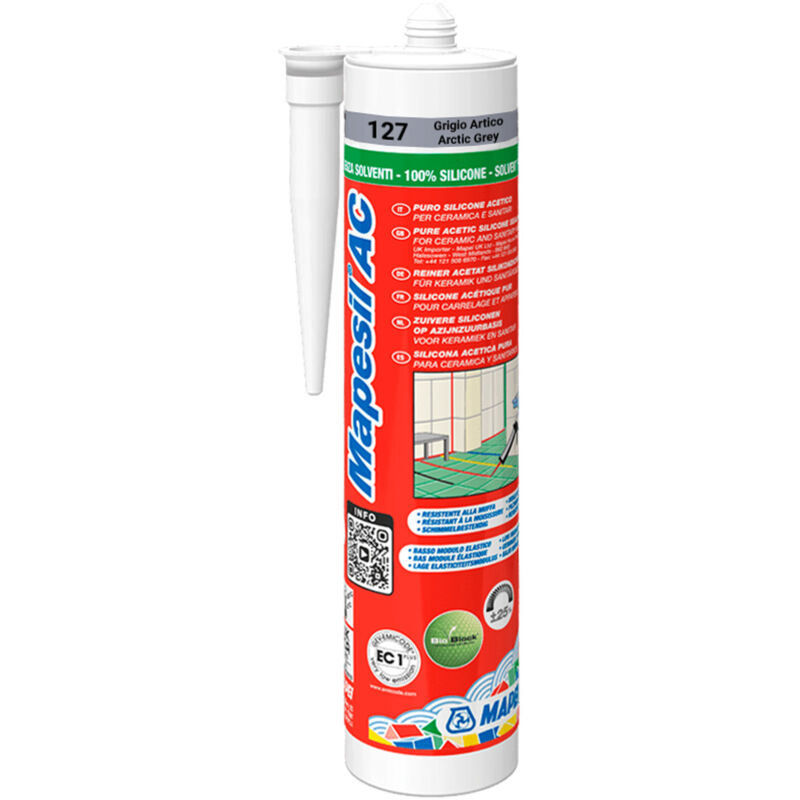 Mapei Mapesil AC 127 Artic Grey 310ml Solvent Free Silicone Sealant