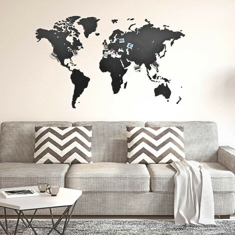 Mappa del mondo linea in legno - Decorazione da parete minimalista