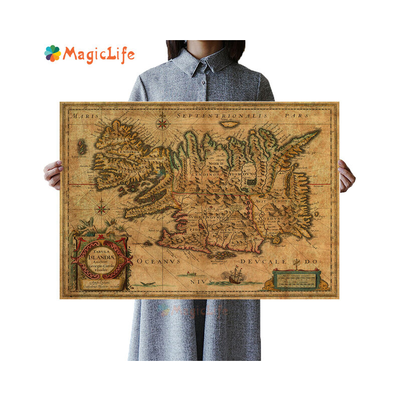 Mappa dell&39islanda Vintage Wall Art Canvas