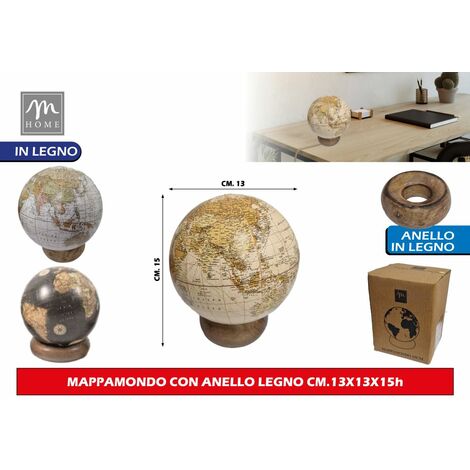 Piccolo mappamondo con base in legno e ottone serie AM