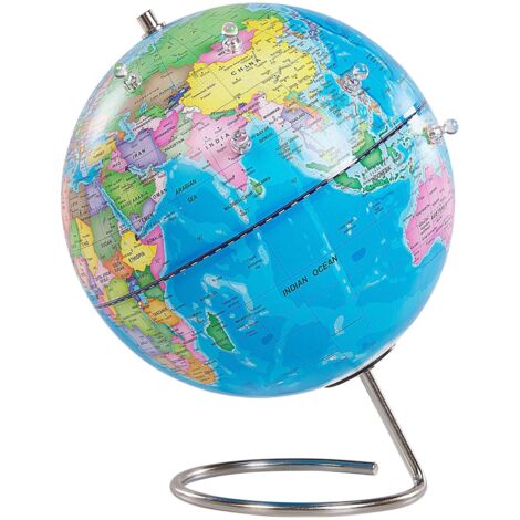 Mappamondo in Plastica Blu Supporto Acciaio Inossidabile e Magneti Cartier