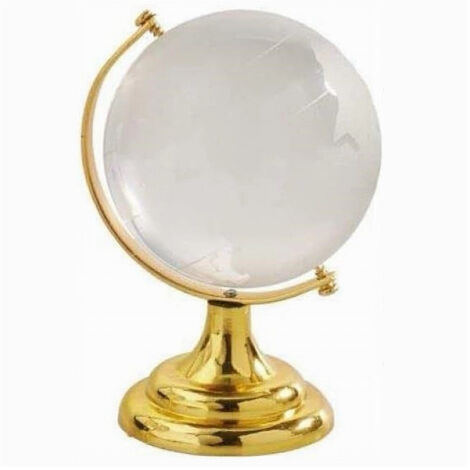 Mappamondo In Vetro Lucido Satinato Base Colore Oro H.7cm Bomboniera Decorazione