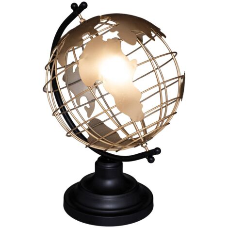 Globo in metallo h25 - globo in metallo, ferro, dimensioni l. 18,5 x l. 17 x h. 27 cm - Atmosphera créateur d'intérieur - Nero