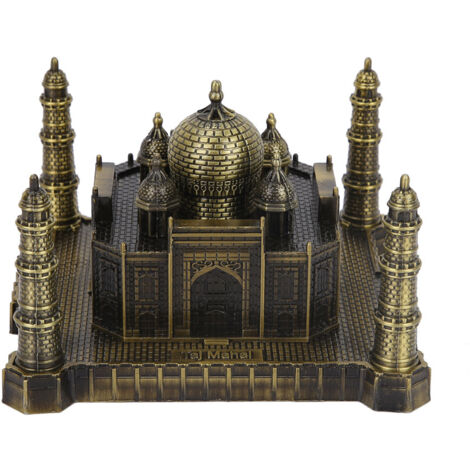 Maquette en métal du Taj Mahal, monument mondialement connu, pour la décoration de la maison ou du bureau.