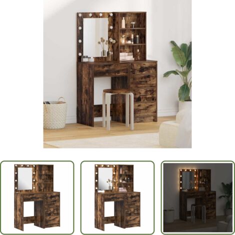 Maquillaje -  Mesa de tocador con cajón 2 pcs Marrón 50 x 41 x 135 cm