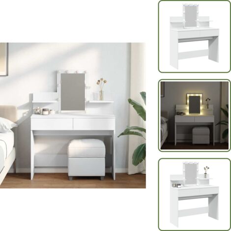Maquillaje - vidaXL Tocador con luces LED blanco 100x40x130 cm - Almacenamiento