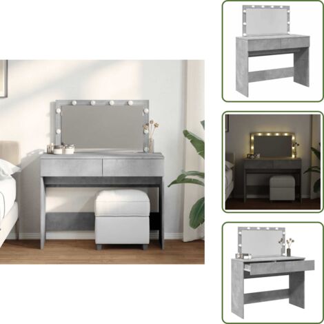 Maquillaje - vidaXL Tocador con luces LED gris hormigón 100x40x120 cm - Almacenamiento