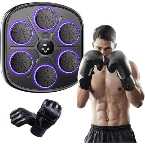 Máquina de boxeo con música, máquina de entrenamiento con objetivo de boxeo inteligente para el hogar, máquina de boxeo montada en la pared con guantes para ejercicio en el hogar