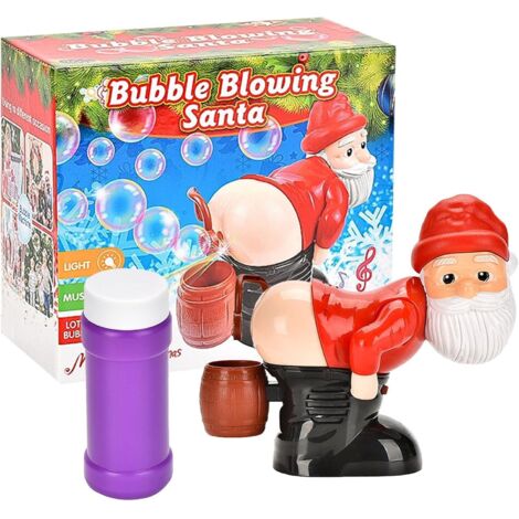 FLITI Máquina de burbujas navideñas con Papá Noel que se tira pedos, Máquina de burbujas de Papá Noel para niños, Soplador de burbujas de Papá Noel