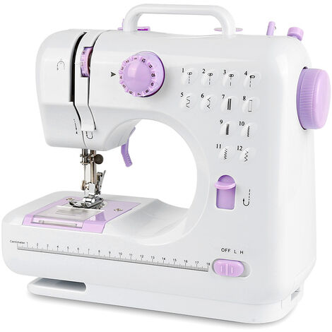Máquina de coser portátil - Máquina de coser eléctrica de doble hilo Máquina de coser LED doméstica Tamaño completo 12 puntadas