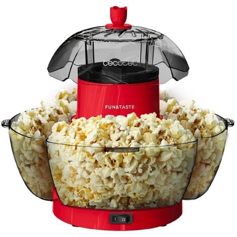 CECOTEC Máquina de Palomitas Eléctrica Fun&Taste P'Corn Lotus. Palomitero de 1200 W, Palomitas Listas en 2 Mins, Incluye 4 Recipientes Extraíbles, Capacidad Total de 4,5 L, Rojo