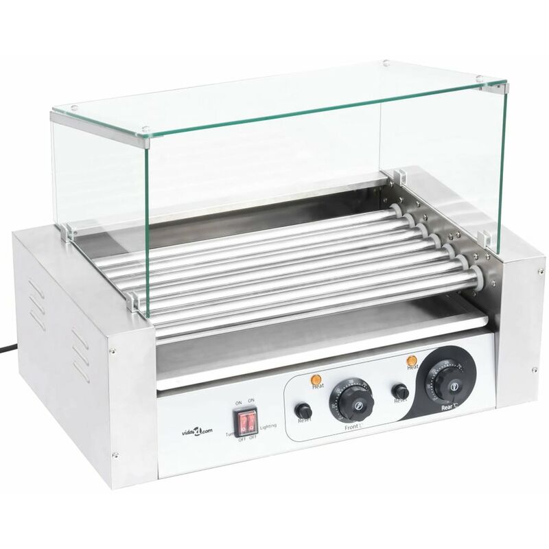 

Maquina de perritos calientes 7 rodillos tapa de vidrio 1400 W