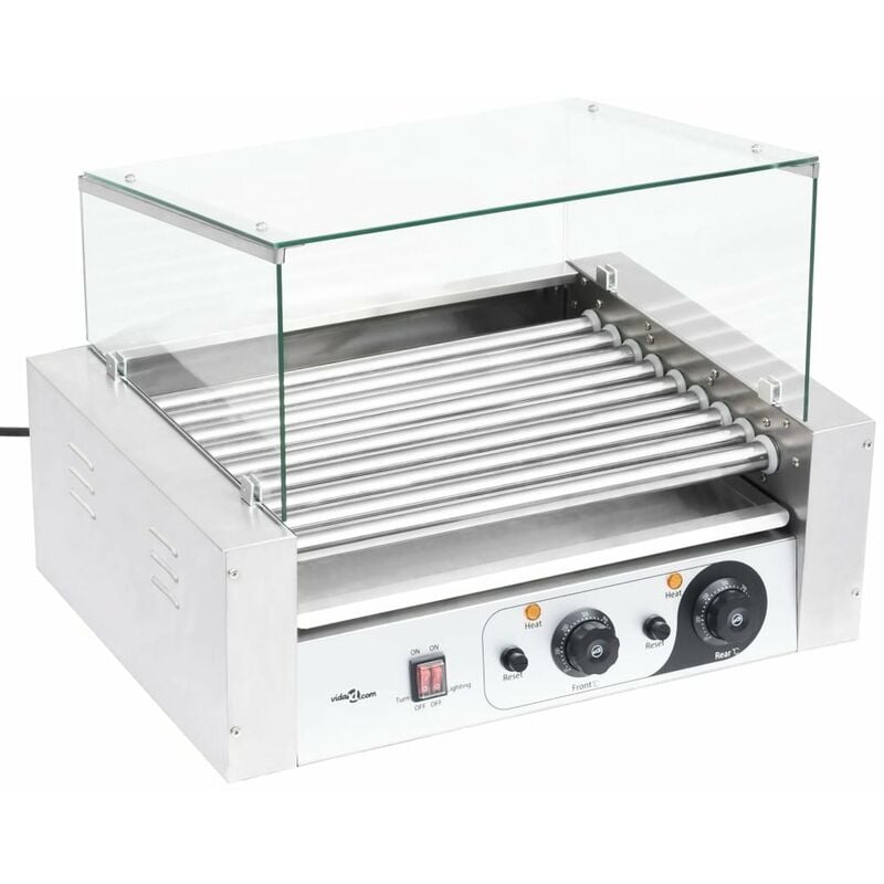 

Maquina de perritos calientes 9 rodillos tapa de vidrio 1800 W