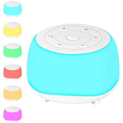 Máquina de ruido blanco, ayuda portátil para dormir con ruido blanco, luz nocturna de 7 colores y 24 sonidos relajantes para dormir, recargable por USB con 3 funciones de temporizador, cuadrada