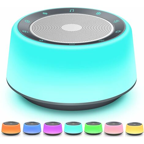 Máquina De Ruido Blanco MINKUROW, Máquina De Sonido Para Dormir Con 16 Sonidos Relajantes, Luz Nocturna Para Bebés De 7 Colores, Toque Completo, Temporizador De 5 Velocidades, Máquina De Sonido Para B