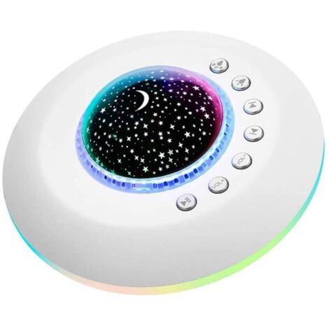 Máquina de ruido blanco para dormir, máquina de ruido blanco USB portátil, ayuda para dormir al bebé con luz nocturna/proyector de estrellas, 20 sonidos/canciones de cuna de alta fidelidad sin repetic