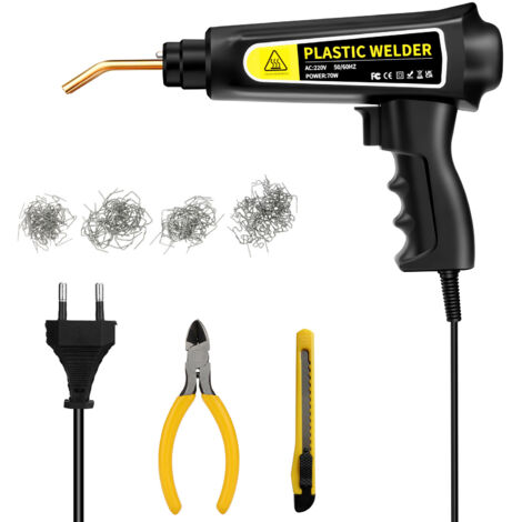 Máquina de soldadura de plástico de 70 W, kit de reparación de plástico con grapadora térmica, kit de reparación de grietas en parachoques de coche con abrazadera