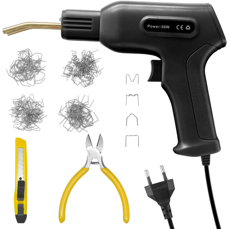 

Maquina de soldadura de plastico Kit de reparacion de parachoques de automovil, 50W Herramientas de garaje Grapadoras en caliente Maquina de grapado