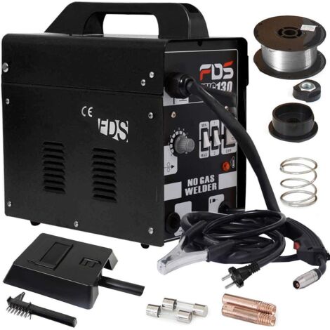 Máquina de Soldadura FLUX Gas Inerte MIG 130 Electrodos Soldador (Negro)