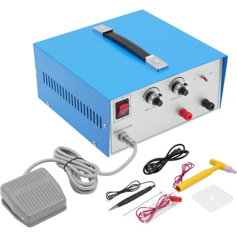 Máquina de soldadura por puntos para joyería de 600 W y 80 A, máquina de soldadura eléctrica con pulso ajustable de 0,5 a 1,5 mm, máquina de soldadura para joyería con pedal para platino, oro, plata y
