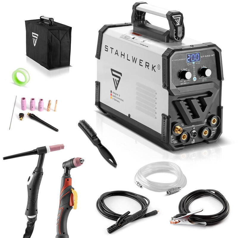 

Máquina de soldar STAHLWERK CT 550 ST - máquina compacta con 200 A TIG/MMA con 50 A cortador de plasma, 7 años de garantía*