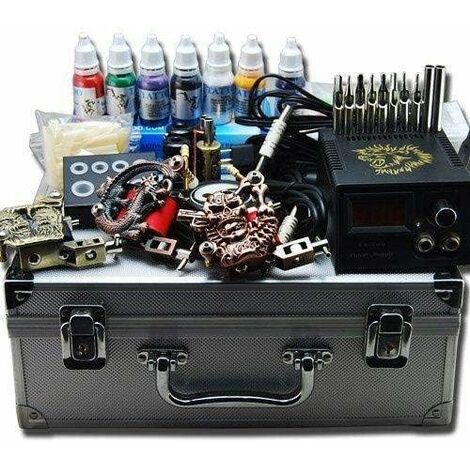 Máquina de tatuaje Tattoo Kit completo para tatuaje, pistola de alimentación con caja
