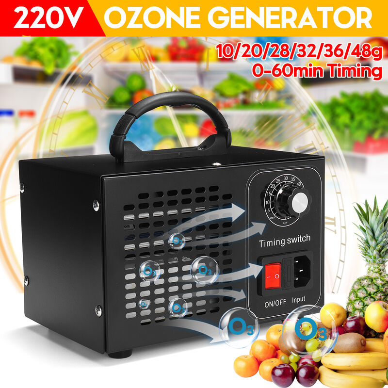 

220V Purificador Profesional de Aire, Máquina Generadora de Ozono Industrial Ionizador Ozonizador, Negro