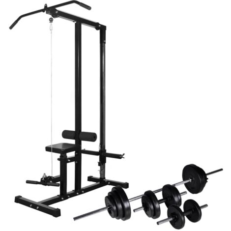 Máquina musculación Power Tower con pesas y mancuernas 30,5 kg vidaXL