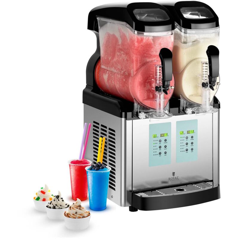 Royal Catering - Máquina Para Granizada Granizados Soft Eis 2 Contenedores x 6 Litros - 20 / 10°C