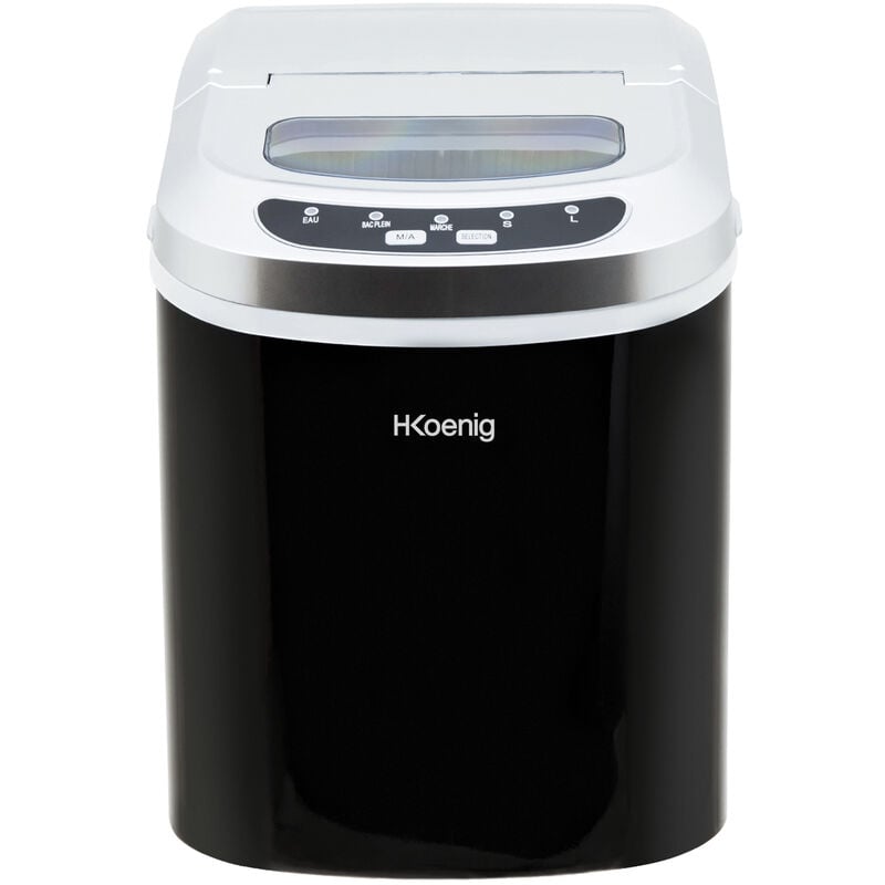 Hkoenig - H.Koenig KB12 Máquina silenciosa para Hacer Hielo, 100 w, Capacidad 12 kg, Entre 6 y 13 Minutos, 2 Tamaños de Cubitos, Negro, Plástico, 90