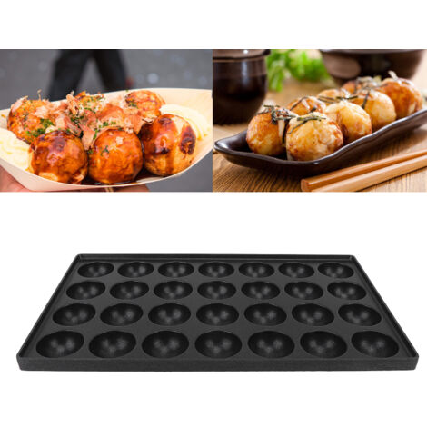 [Máquina para takoyaki con 28 cavidades] Placa de cocción para takoyaki y huevos de codorniz, con revestimiento antiadherente, de aluminio, 33 cm