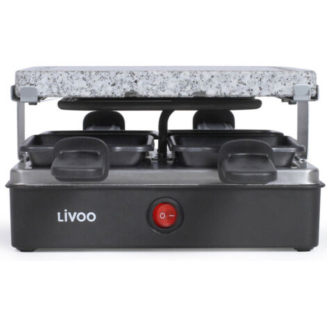 máquina raclette 4 personas 600w + piedra para asar - doc242 - livoo -