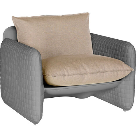 Mara  Grigio tortora - Arancione terra  originale slide di design per giardino esterno interno colorata moderna polietilene made in Italy sedia seduta poltrona