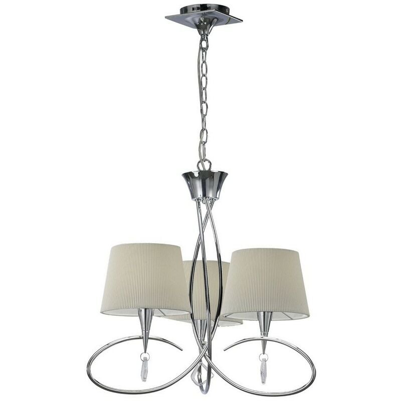 Inspired Mantra - Mara - Ceiling Pendant 3 Light E14, Polished Chrome with Ivory White Shades