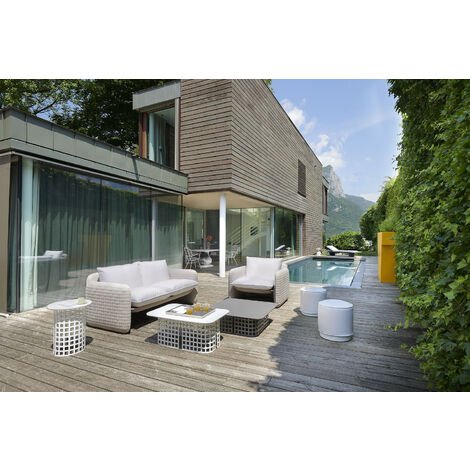 Mara Sofa  Grigio tortora - Cotton white originale slide di design per giardino esterno interno colorata moderna polietilene made in Italy sedia seduta poltrona divano