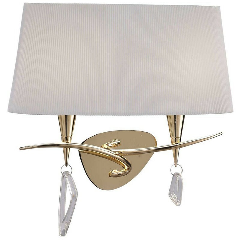 Inspired Mantra Mara Wall Lamp Switched 2 Light E14, French Gold With Ivory White Shade